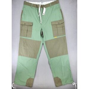 NEW Round Two Hiking Pants Size 38 Green Army Cargo Sean Wotherspoon‎ Drawstring